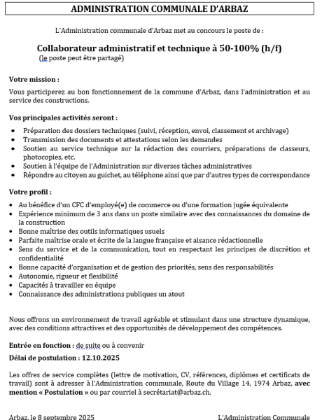 Annonce du 04.09.2025